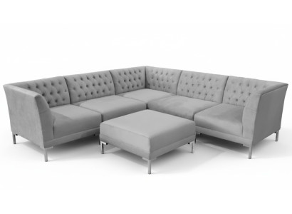 Szare Sofy Chesterfield Luksusowe Meble Nowe Narożnikowa kanapa Stołek Szary Duży Materiał Textill
