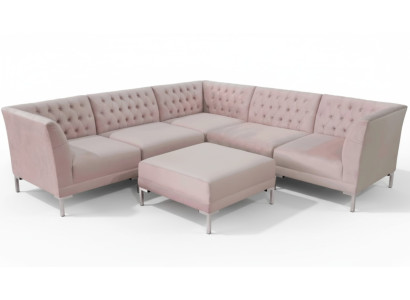 Rosa Narożnikowa kanapa Stołek Chesterfield Sofy Meble xxl Big Textill Materiał Sofy 2szt