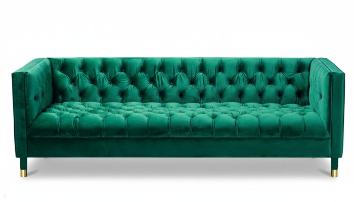 Zielone trzyosobowe Materiał Chesterfield Projekt kanapy Podkładka sofa salonowa 230cm