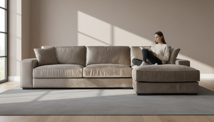 Brązowy Narożnikowa kanapa Materiał Sofy do Salonu Włoski Design Kanapy Podkładka Sofa