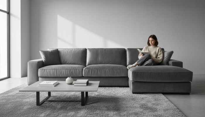 Szary Narożnikowa kanapa Design Kanapy Podkładka Sofy Włoskie Meble do Salonu