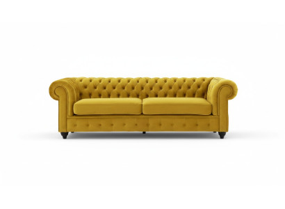Żółta sofa Chesterfield z poduszką siedziska Luksusowa nowa sofa z guzikami