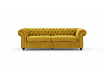 Żółta sofa Chesterfield z poduszką siedziska Luksusowa nowa sofa z guzikami