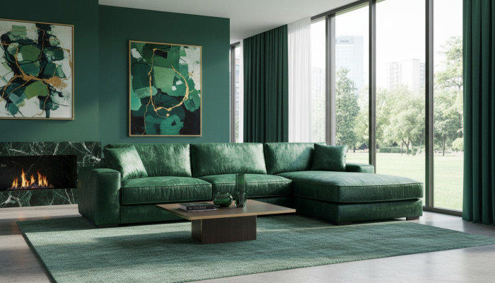 Sofa Narożnikowa kanapa Zielona Materiał Living Room Design Kanapy Podkładka Sofy Duży Aksamit Nowość