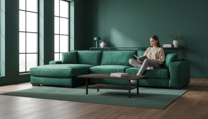 Narożnikowa kanapa Sofy Meble Włoskie Materiał Sofy do Salonu Podkładka Sofa Zielona Nowość