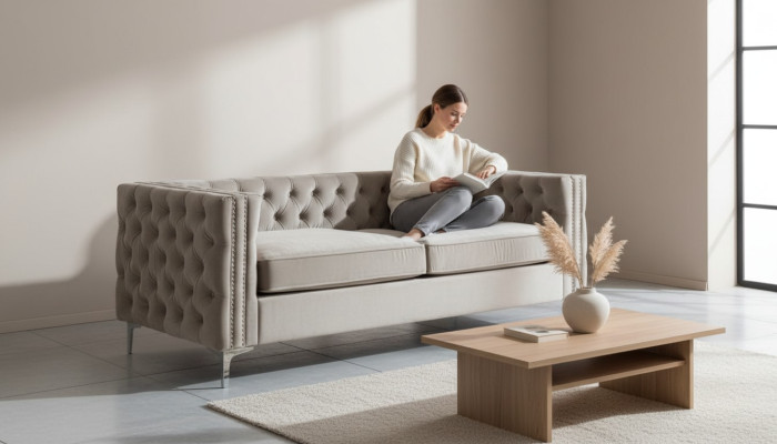 Chesterfield trzyosobowe nowoczesne Meble Włókiennicze Materiał Aksamit luksusowe kanapy do salonu
