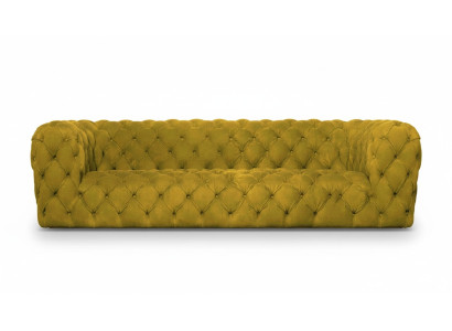 Żółta kanapa Chesterfield czteroosobowa xxl duża sofa wygodne miękkie kanapy nowe