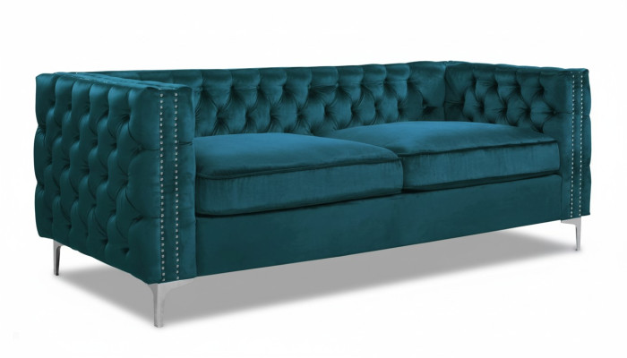 turkusowa kanapa Chesterfield luksusowa kanapa Aksamit Materiał komplet wypoczynkowy Przyciski Podkładka nowość