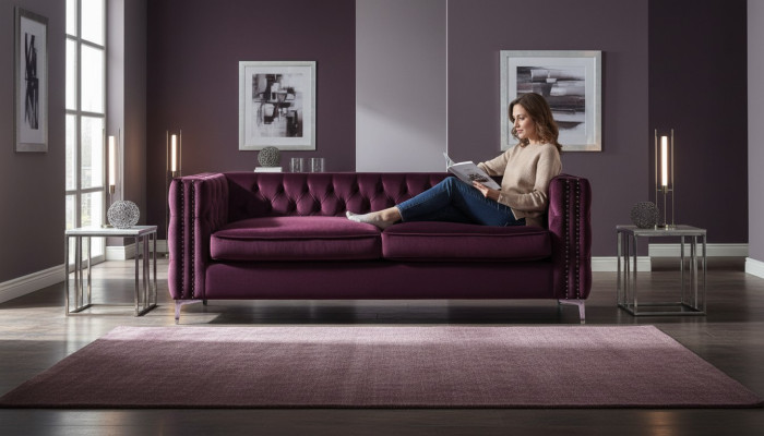 bordowa kanapa Chesterfield luksusowa kanapa Aksamit Material komplet wypoczynkowy Przyciski Podkładka nowość