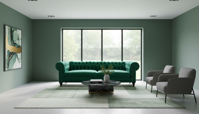 Sofa Chesterfield Zielona Włókienniczy Materiał Kanapy Creative Meble 3 miejsce do siedzenia Nowe Sofy