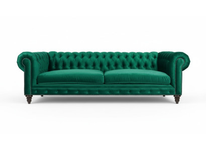 Sofa Chesterfield Zielona Włókienniczy Materiał Kanapy Creative Meble 3 miejsce do siedzenia Nowe Sofy