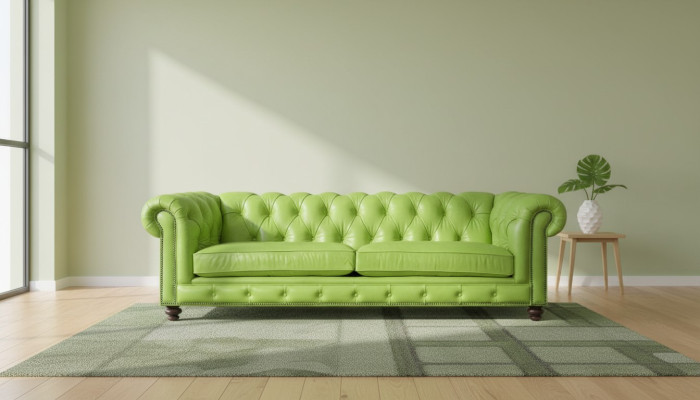 Pokój dzienny Chesterfield Sofa Zielona Duża Premium Skóra Designerskie Meble 4 miejsce do siedzenia Nowe