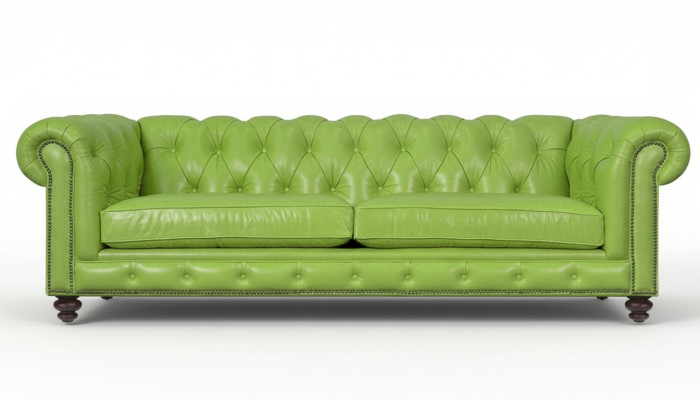 Pokój dzienny Chesterfield Sofa Zielona Duża Premium Skóra Designerskie Meble 4 miejsce do siedzenia Nowe