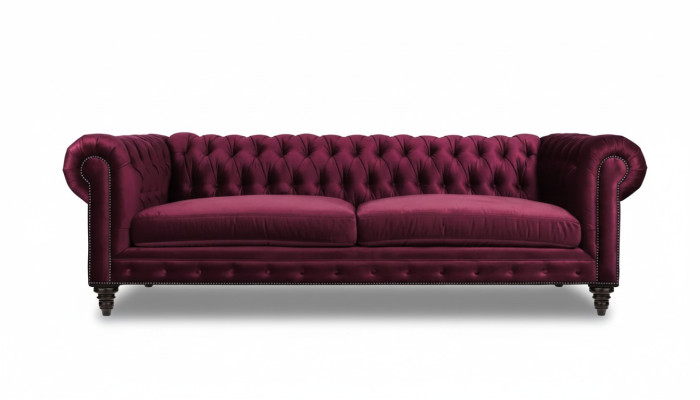 Sofy Włókiennicze Materiał Kanapy Creative Meble 3 miejsce do siedzenia New Chesterfield Sofa Burgund