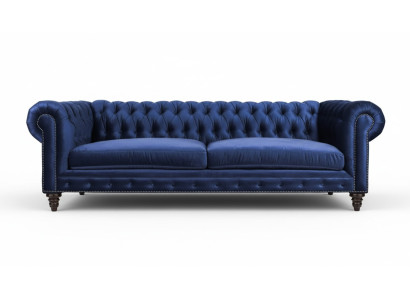 Chesterfield Trzyosobowy Niebieski Nowy Salon Nowoczesne Kreatywne Meble Włókiennicze Materiał
