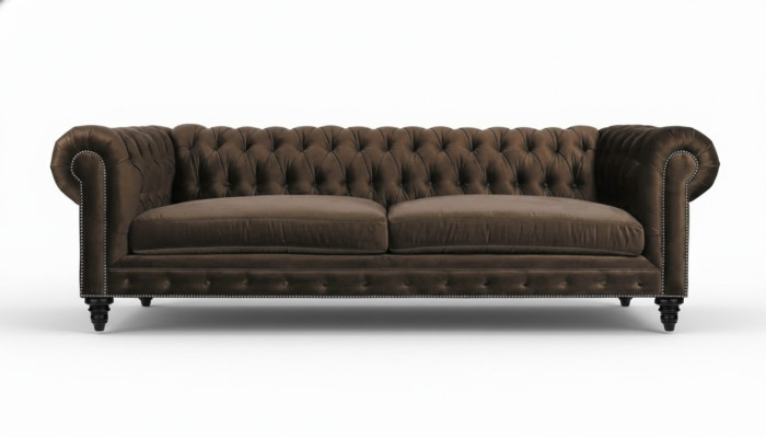 Chesterfield Brown Nowy Salon Nowoczesny Trzyosobowy Creative Meble Włókienniczy Materiał