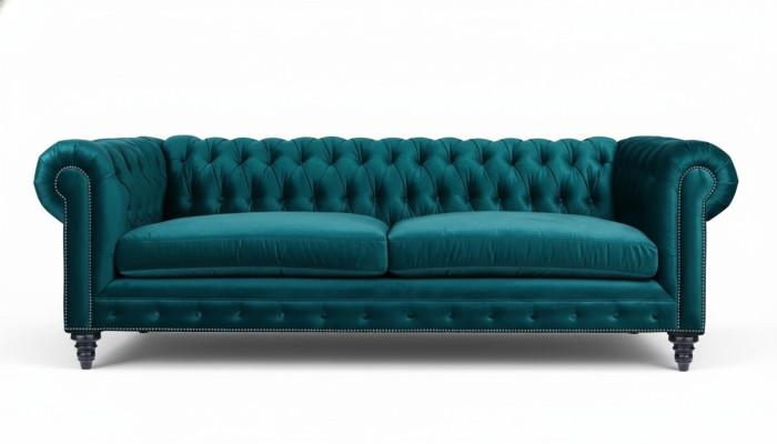 Chesterfield Trzyosobowy Creative Meble Włókiennicze Materiał Teal Living Room Modern