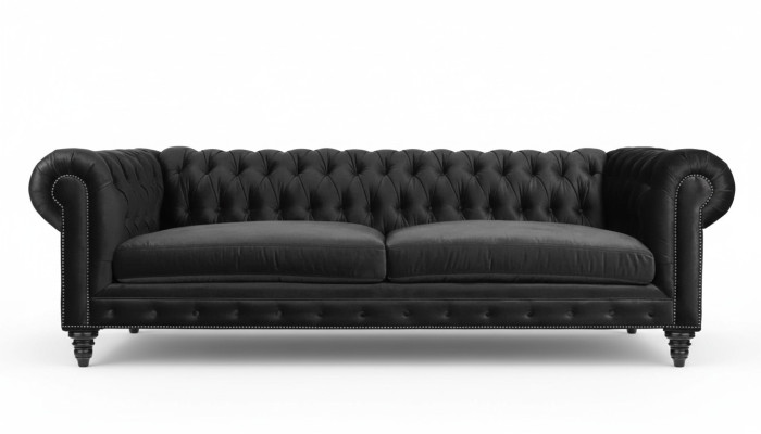 Chesterfield Czarny Salon Nowoczesny Trzyosobowy Creative Meble Włókienniczy Materiał