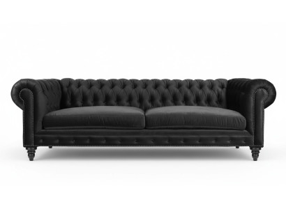 Chesterfield Czarny Salon Nowoczesny Trzyosobowy Creative Meble Włókienniczy Materiał