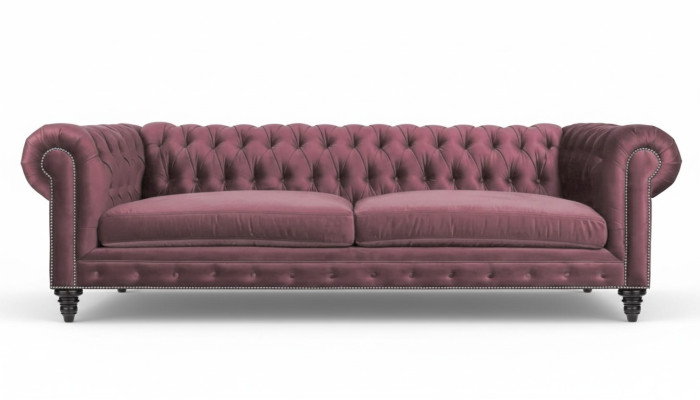 Chesterfield Creative Meble Włókiennicze Materiał Różowa Sofa do Salonu Nowoczesna Trzyosobowa Sofa