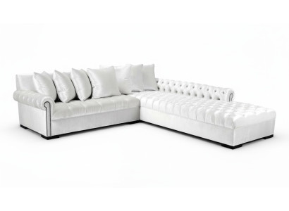 Sofa Narożnikowa kanapa Biała Materiał Chesterfield Design Kanapy Podkładka Sofy Luksusowe Meble