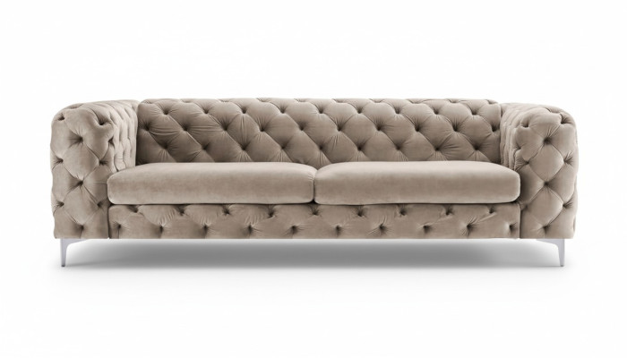 Sofa Chesterfield trzyosobowa Brązowa kanapa Meble Tekstylia do salonu Kanapa z aksamitu