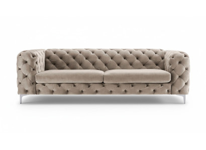 Sofa Chesterfield trzyosobowa Brązowa kanapa Meble Tekstylia do salonu Kanapa z aksamitu