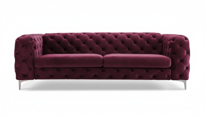 Sofa Chesterfield trzyosobowe burgundowe kreatywne meble z tkaniny do salonu, nowe
