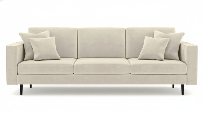 Beżowa sofa czteromiejscowa materiałowy design w stylu salonowym Sofy nowoczesne w obiciu materiałowym