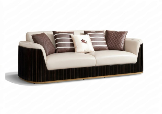 Sofa 3 miejsce do siedzenia Beżowa Nowoczesny Design Kanapy Skóra Sofy New Creative