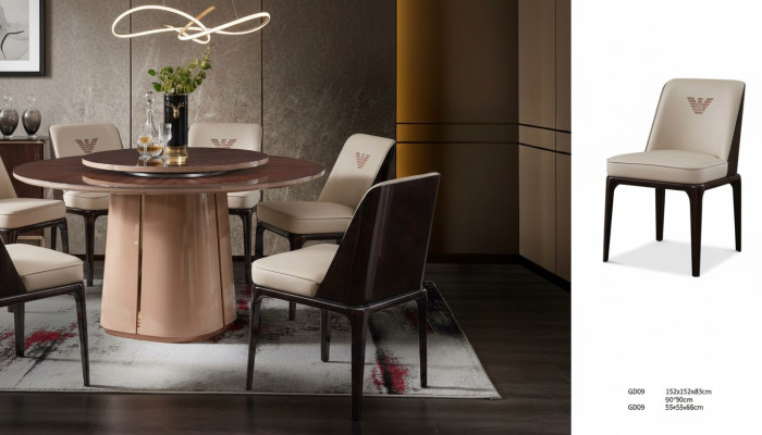 Skóra Luksusowy Beżowy Grupa Fotel Nowoczesny Design Meble jadalnia Drewno 6 Krzesła