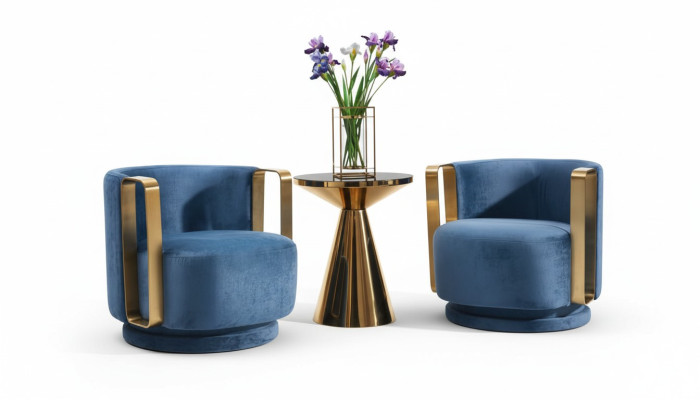 Fotel Blue Luxury Materiał Włókienniczy Salon Nowy Kreatywny Nowoczesny Design