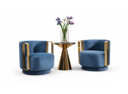 Fotel Blue Luxury Materiał Włókienniczy Salon Nowy Kreatywny Nowoczesny Design