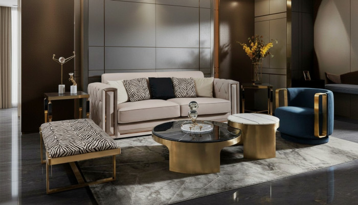 Podwójny stolik kawowy Czarny Biały Luksusowy Tabela Living Room Creative