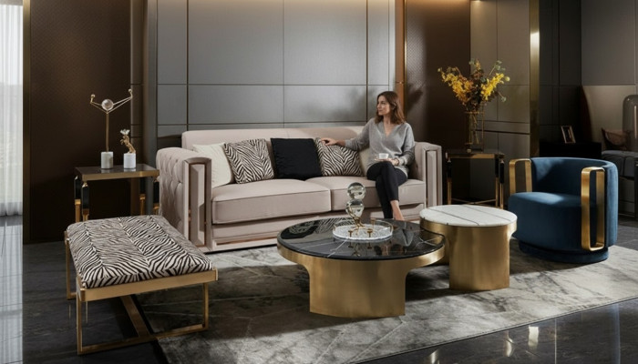 Stołek Zebra Salon Stal nierdzewna Nowy Nowoczesny Design Meble Luksusowe