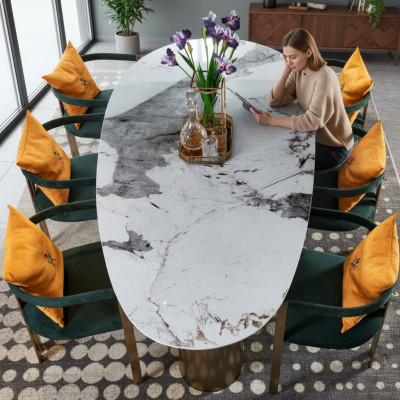 Stół obiadowy Marmur Stal nierdzewna New Creative Modern Design Meble Luxury