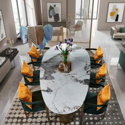 Stół obiadowy Marmur Stal nierdzewna New Creative Modern Design Meble Luxury