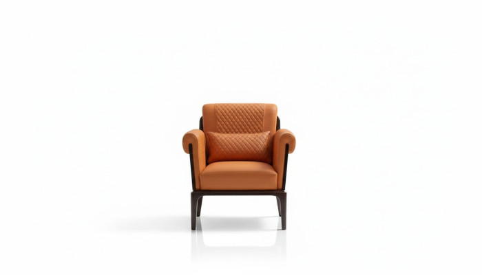 Fotel Orange Skóra Krzesło Lehn Nowoczesny Design Meble Luksusowy Salon Drewno Nowość