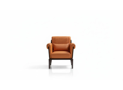 Fotel Orange Skóra Krzesło Lehn Nowoczesny Design Meble Luksusowy Salon Drewno Nowość