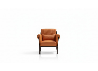 Fotel Orange Skóra Krzesło Lehn Nowoczesny Design Meble Luksusowy Salon Drewno Nowość