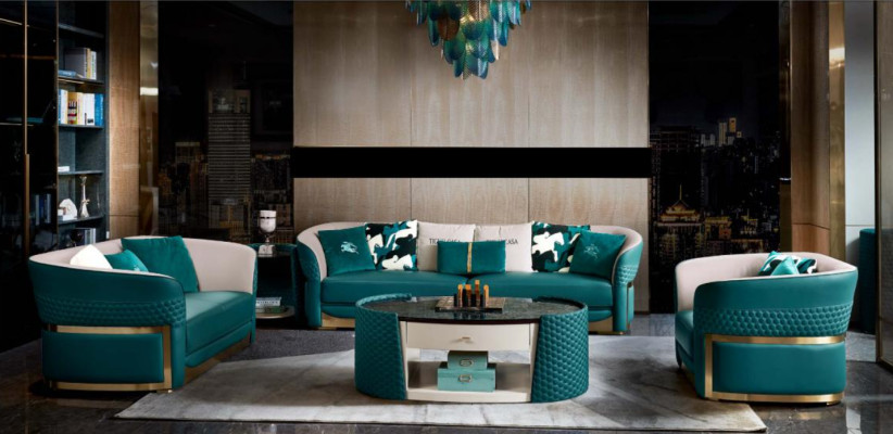 Zestaw sofowy Chesterfield Podkładka Sofa Couch 3+1 Ustawić Skórę Włókienniczą Materiał