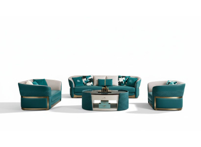 Zestaw sofowy Chesterfield Podkładka Sofa Couch 3+1 Ustawić Skórę Włókienniczą Materiał
