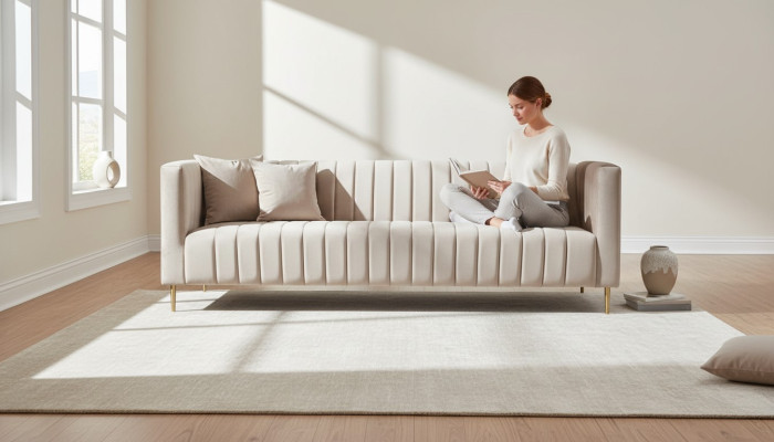 Włoskie meble do salonu, sofa, projektowanie kanapy, brązowy, styl, welur, materiał tekstylny