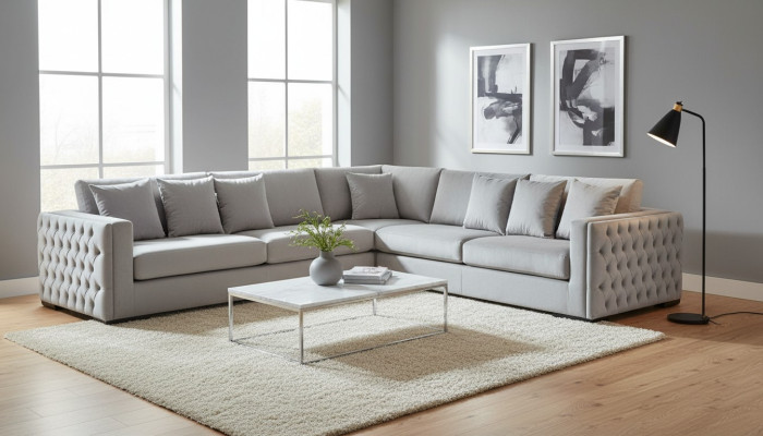 Narożnikowa kanapa Silver Couch Zestaw narożny Podkładka Żywy krajobraz Aksamit Material Meble Design