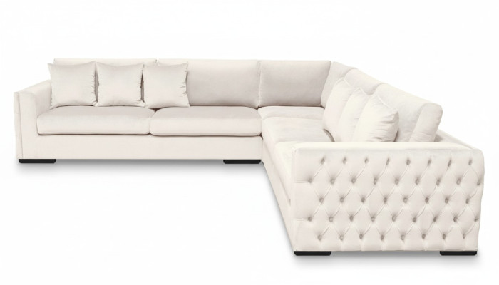 Narożnikowa kanapa Cream Zestaw narożny Podkładka Aksamit Materiał Meble Design Żywy krajobraz Couch