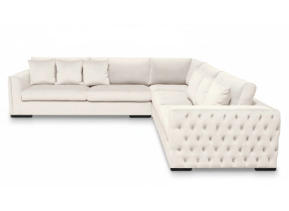 Narożnikowa kanapa Cream Zestaw narożny Podkładka Aksamit Materiał Meble Design Żywy krajobraz Couch