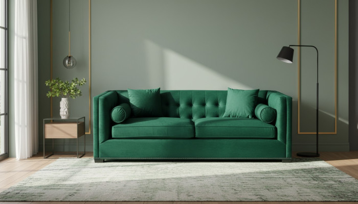 Chesterfield Zielony materiał kanapy w salonie pufy kanapy Sofy kanapy trzyosobowe