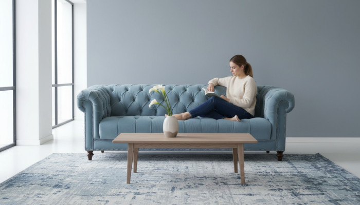 Kanapy Chesterfield Turkis Design Podkładka Sofa Nowy Trzyosobowy Materiał Salon