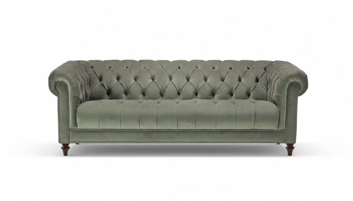 Sage Green Trzyosobowy Materiał Projekt salonu Podkładka Sofa Sofy Chesterfield