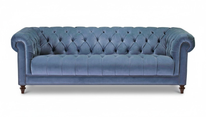 Jasnoniebieskie Trzyosobowe Materiałowe Kanapy Chesterfield Design Podkładka Sofy Oryginał Nowe